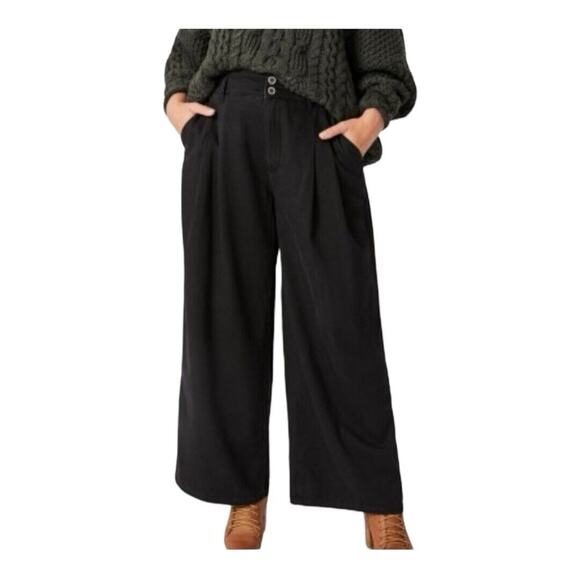 Anthropologie Pilcro Black Pleated High Rise Wide Leg Culottes Pants - Picture 1 of 8